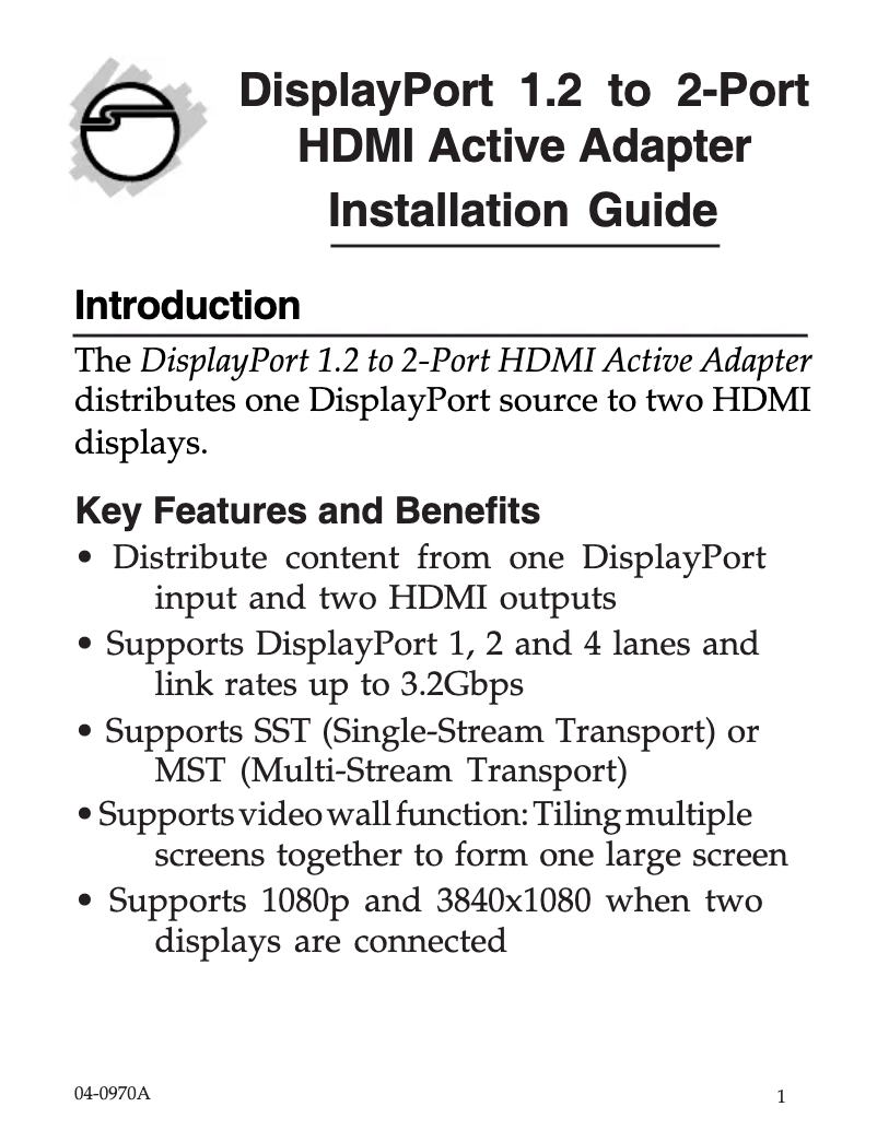 Page 1 of the manual User Manual Siig CE-DP0911-S1