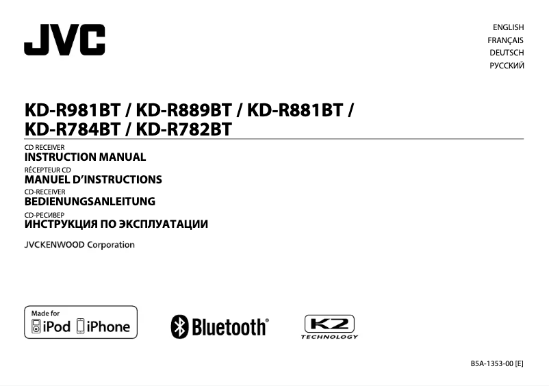 Page 1 de la notice Manuel utilisateur JVC KD-R782BT