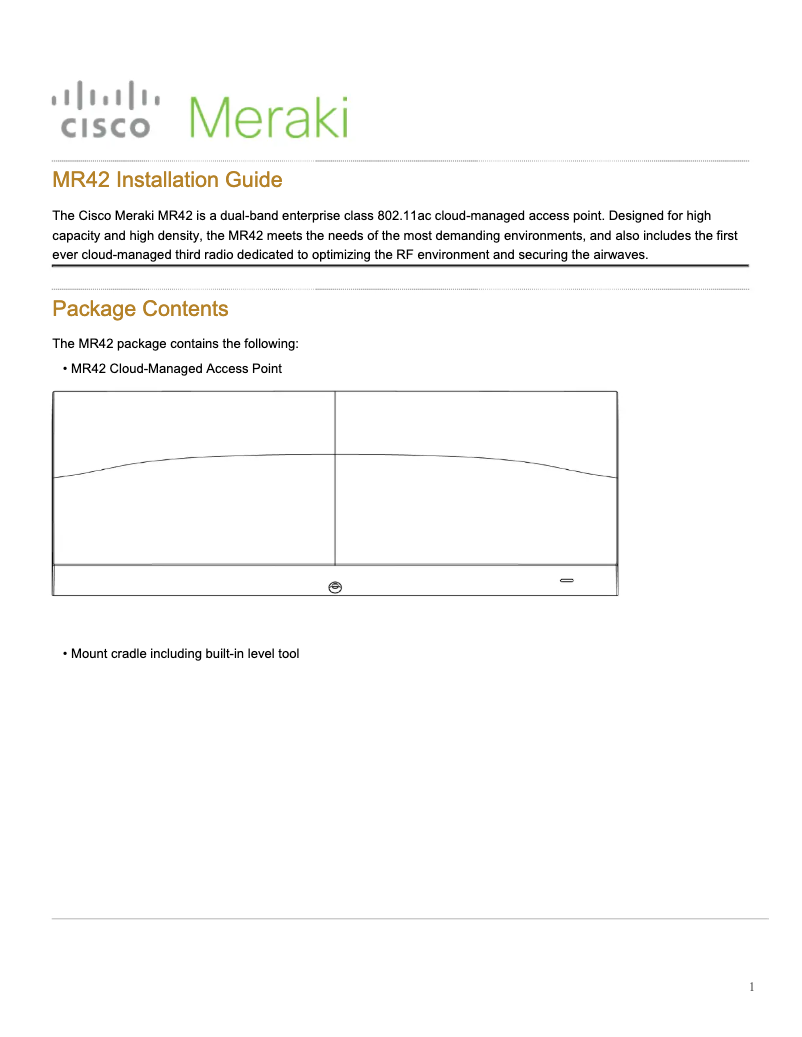 Página 1 del manual Manual de usuario Cisco Meraki MR42
