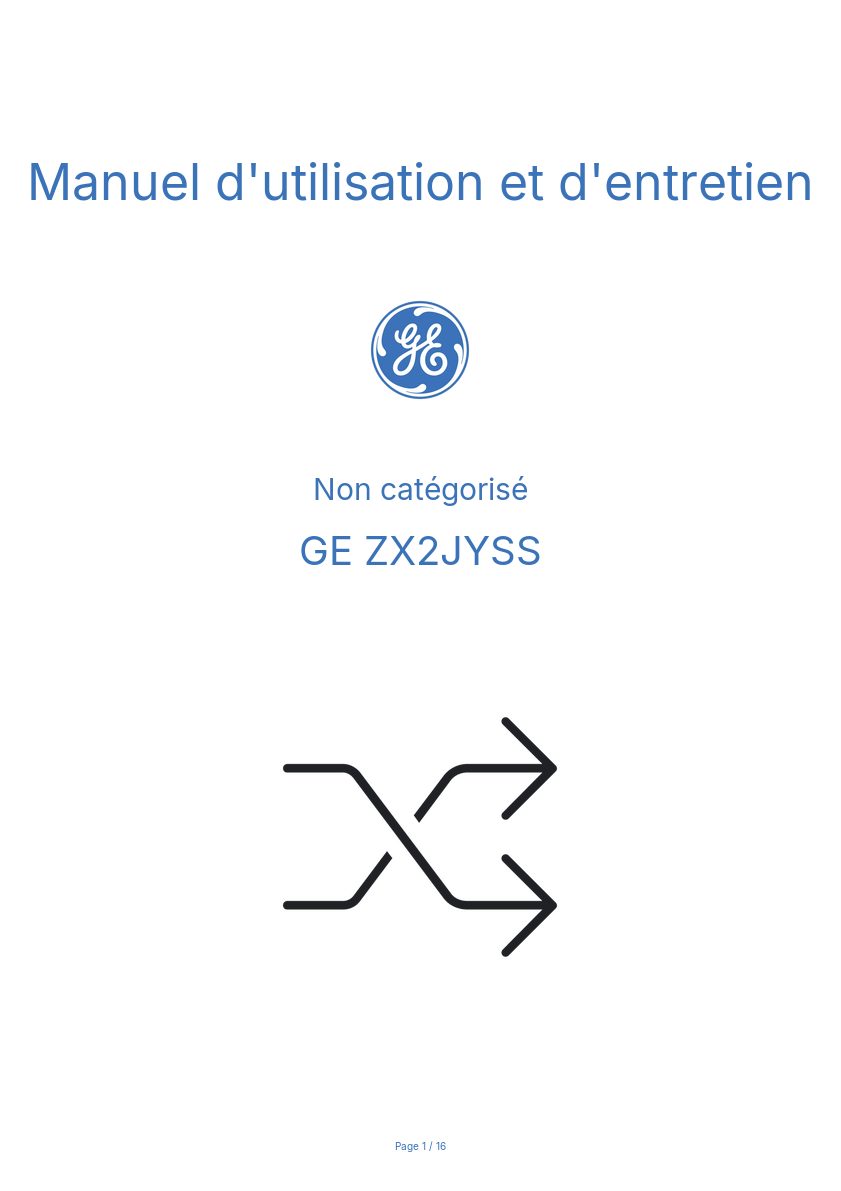 Page n°1 - Manuel d'utilisation et d'entretien GE ZX2JYSS