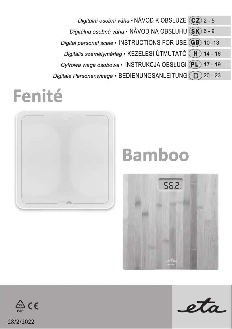 Page 1 de la notice Manuel utilisateur Eta Bamboo 9780 90000