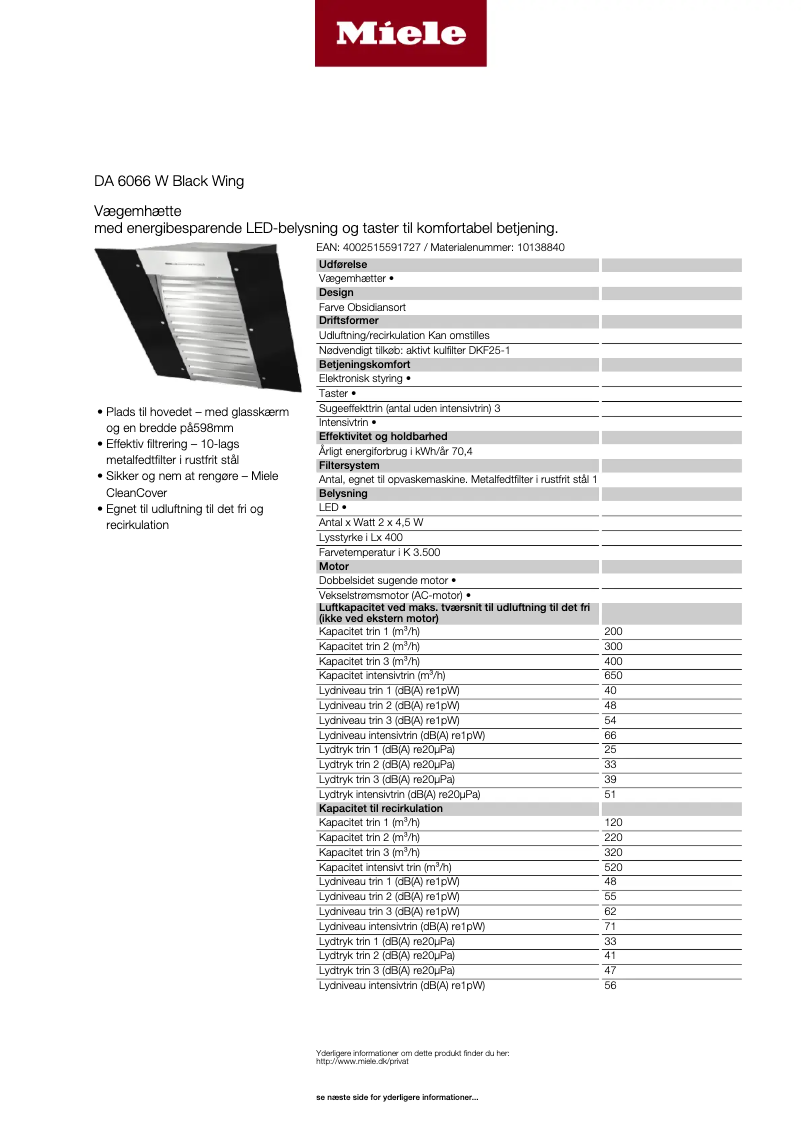 Page n°1 - Manuel utilisateur Miele DA 6066 W Wing