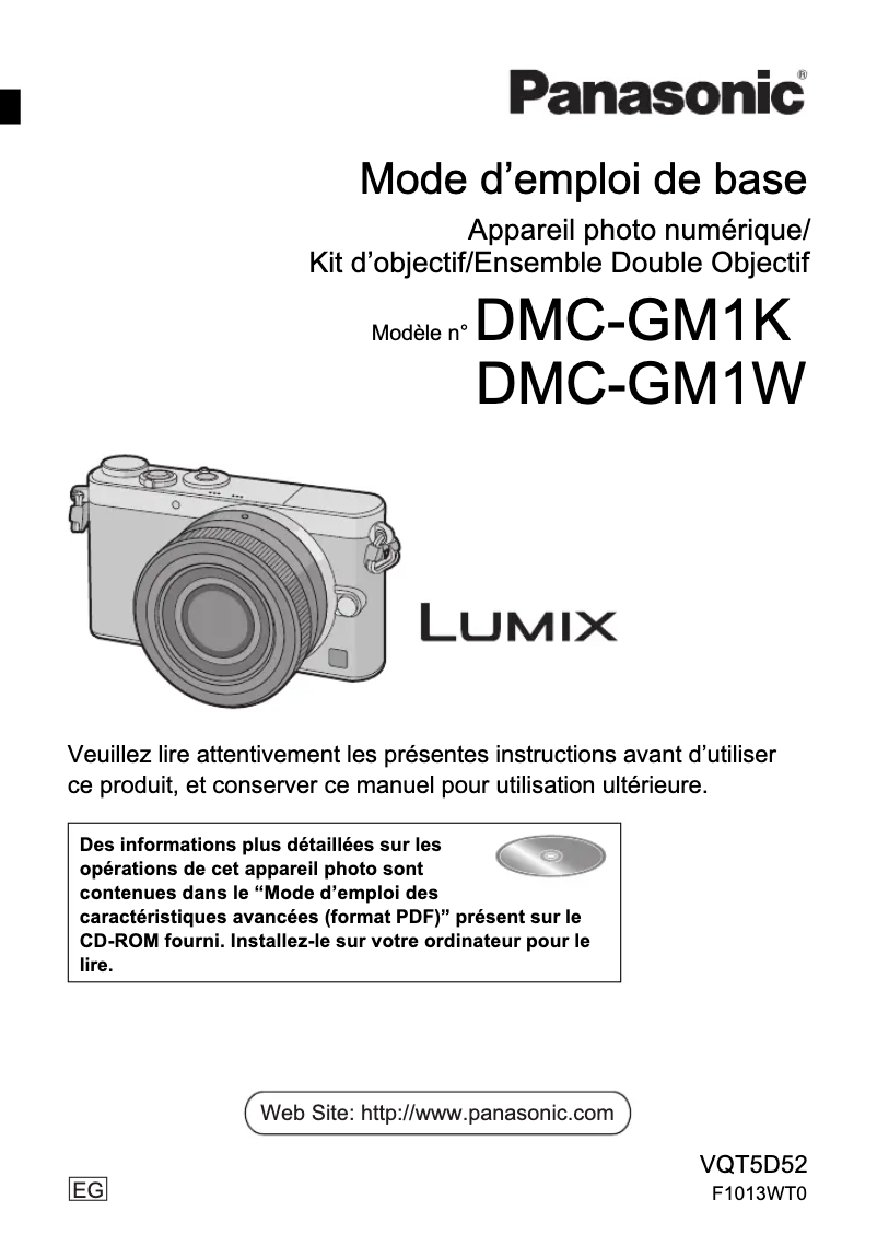 Page 1 de la notice Manuel utilisateur Panasonic Lumix MCG-M1K