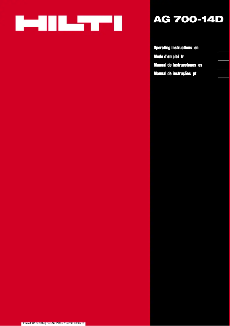 Image de la première page du manuel de l'appareil AG 700-14D