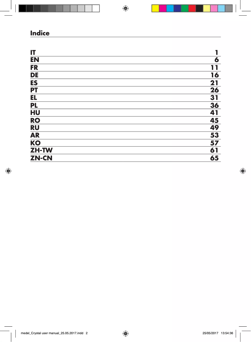 Image de la première page du manuel de l'appareil Crystal TOW004711