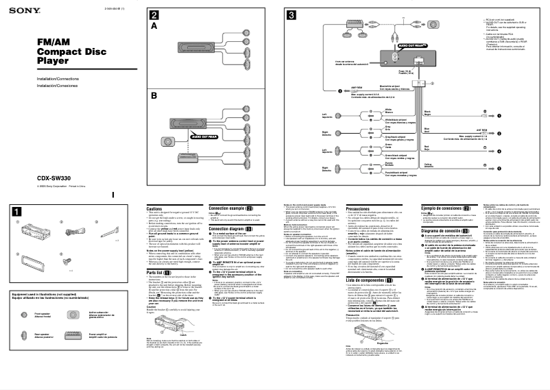 Page 1 de la notice Guide d'installation Sony CDX-SW330