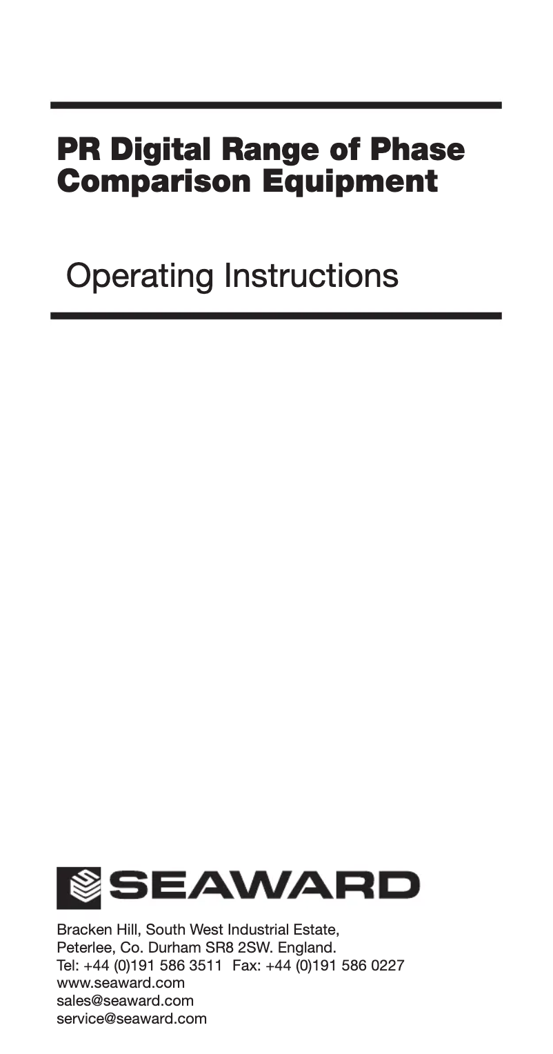 Page 1 de la notice Manuel utilisateur Seaward PR33D