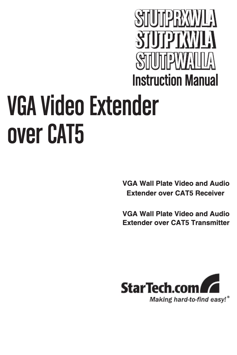 Page 1 de la notice Manuel utilisateur StarTech.com STUTPRXWLA