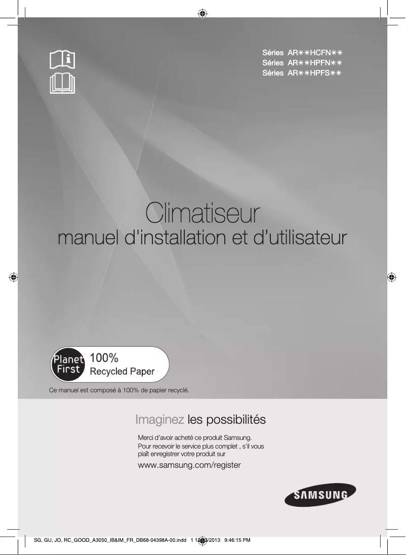 Page 1 de la notice Manuel utilisateur Samsung AR12HPFSDWKX