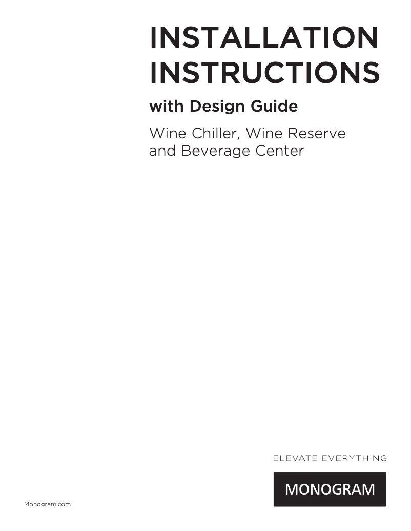 Page 1 de la notice Guide d'installation GE ZDWI240WII