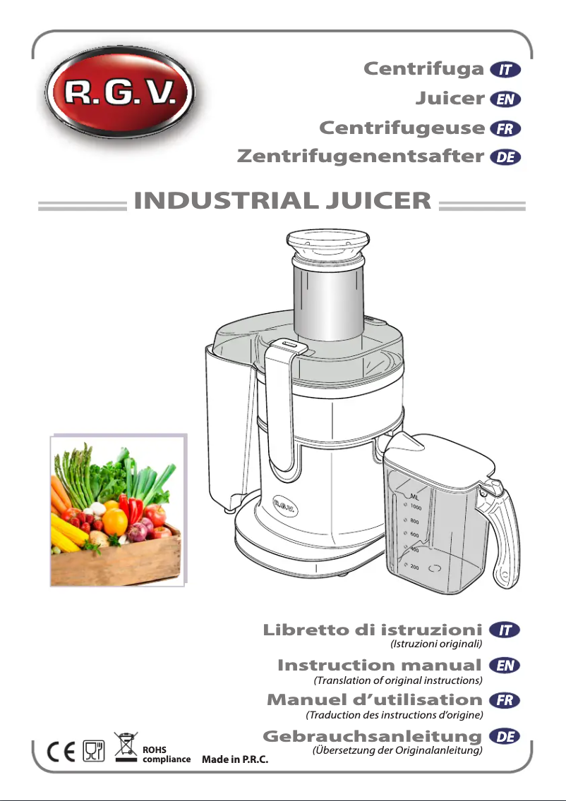 Page n°1 - Manuel utilisateur RGV Industrial Juicer