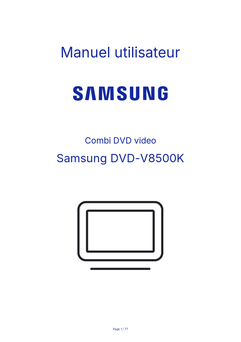Page n°1 - Manuel utilisateur Samsung DVD-V8500K