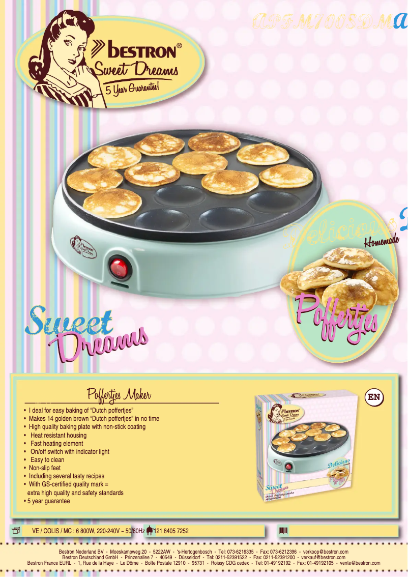 Page 1 de la notice Fiche technique Bestron APFM700SDM