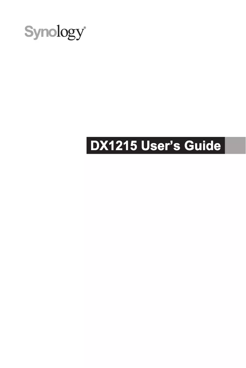 Page 1 de la notice Manuel utilisateur Synology DX1215