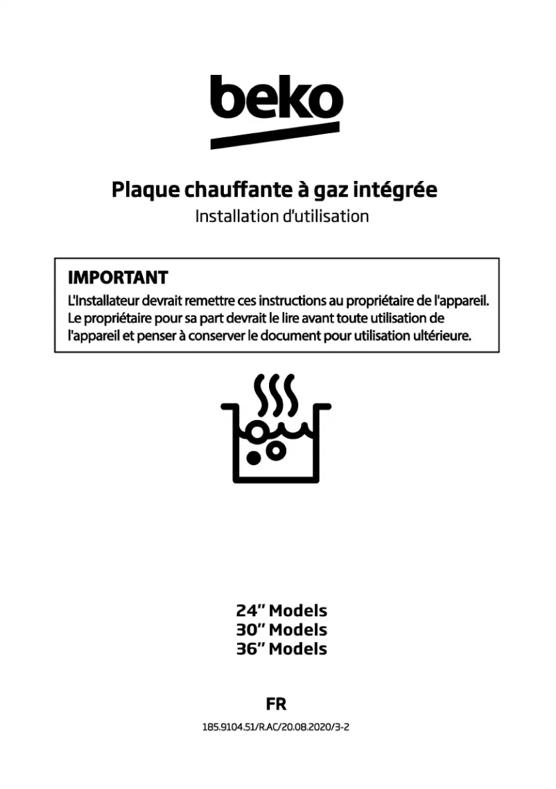 Page 1 de la notice Manuel utilisateur Beko BCTG24400SS