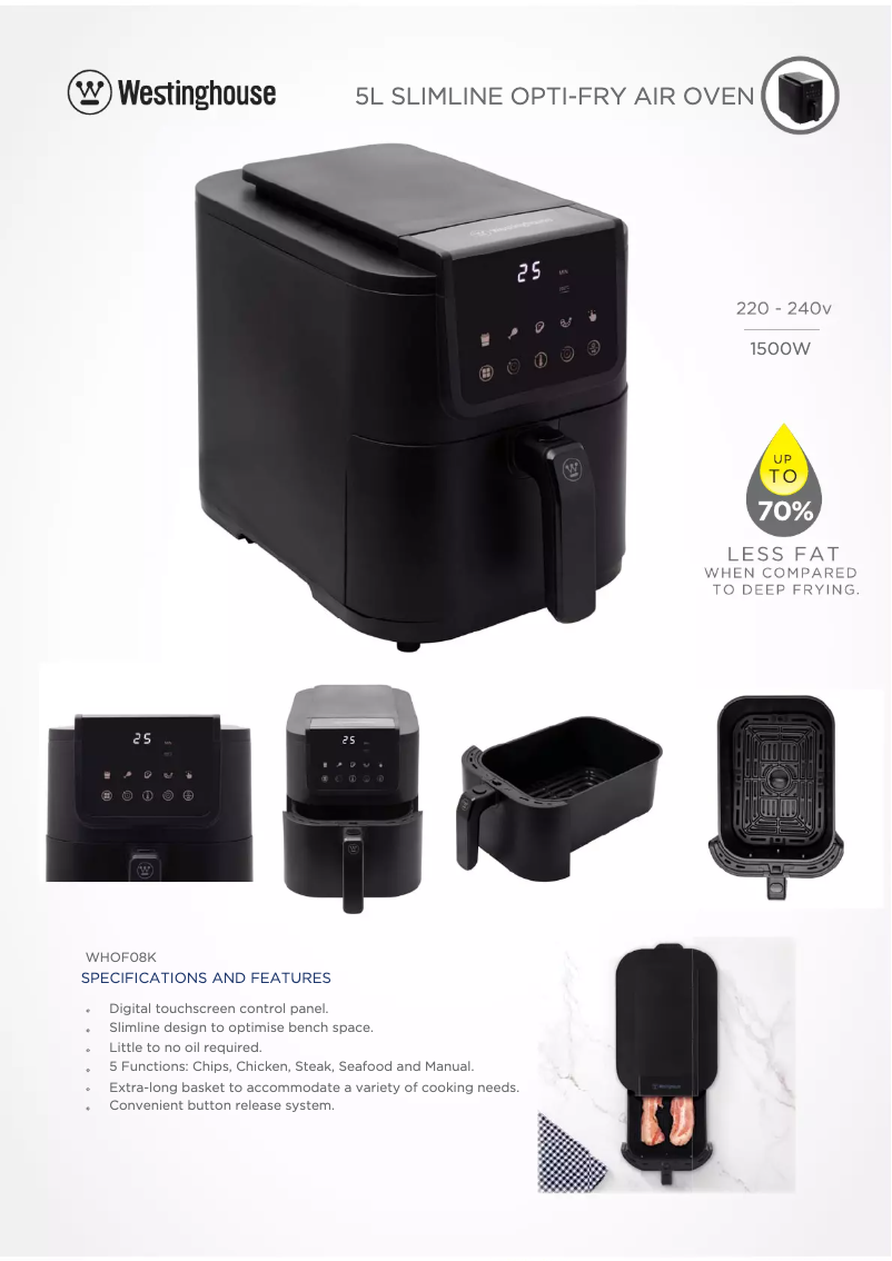Page 1 de la notice Fiche technique Westinghouse WHOF08K