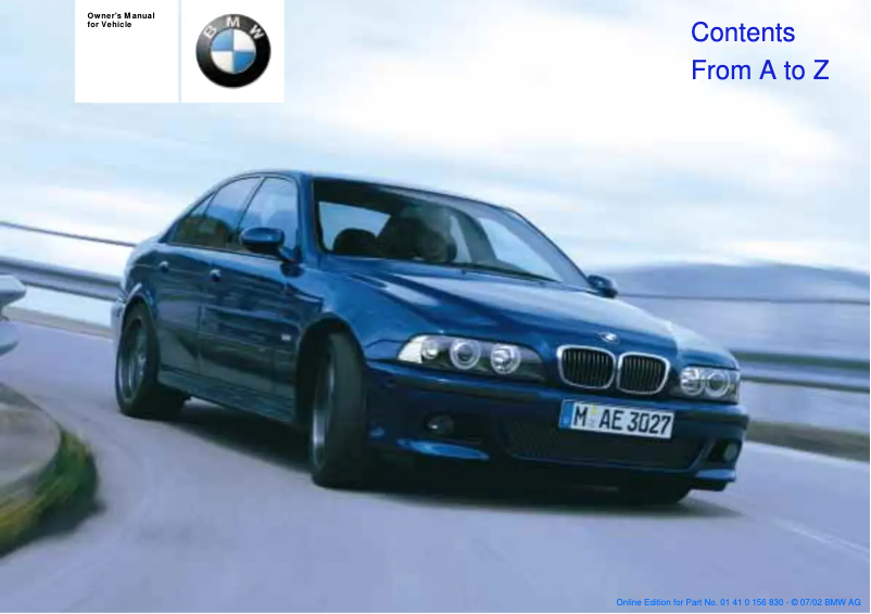 Image de la première page du manuel de l'appareil M5 Sedan (2003)