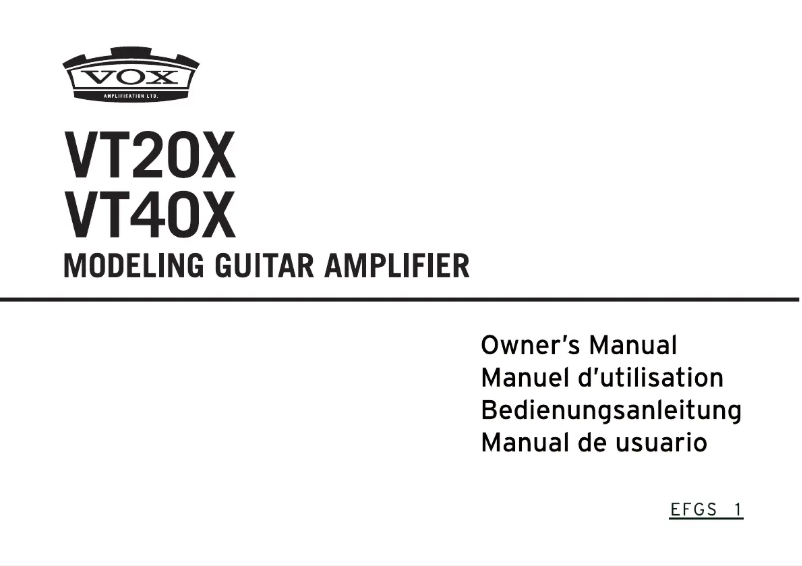 Page 1 de la notice Manuel utilisateur VOX VT20X