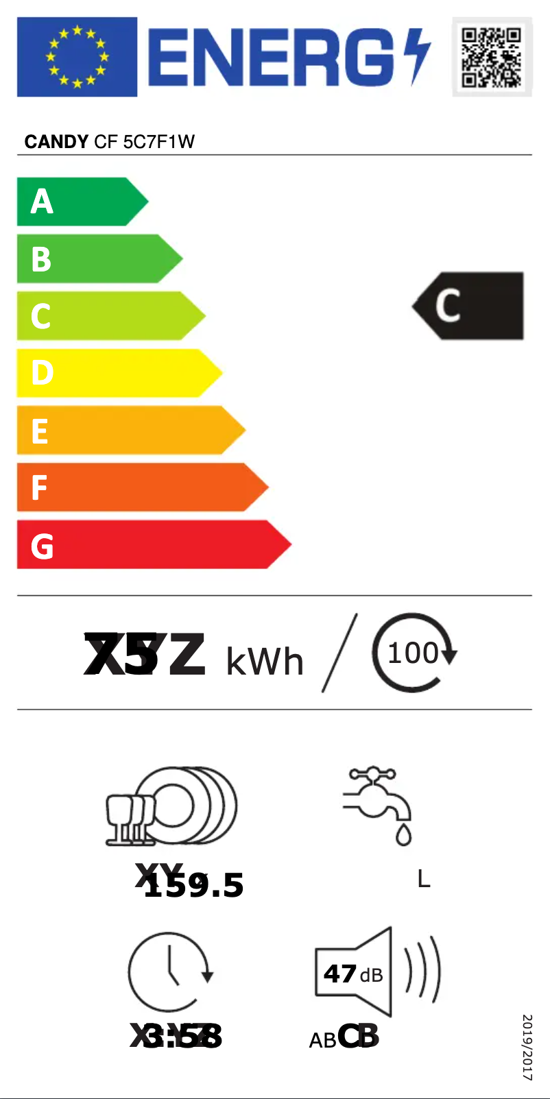 Page n°1 - Label énergétique Candy CF 5C7F1W