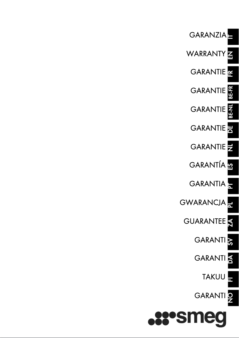 Page n°1 - Informations de garantie Smeg PBF01