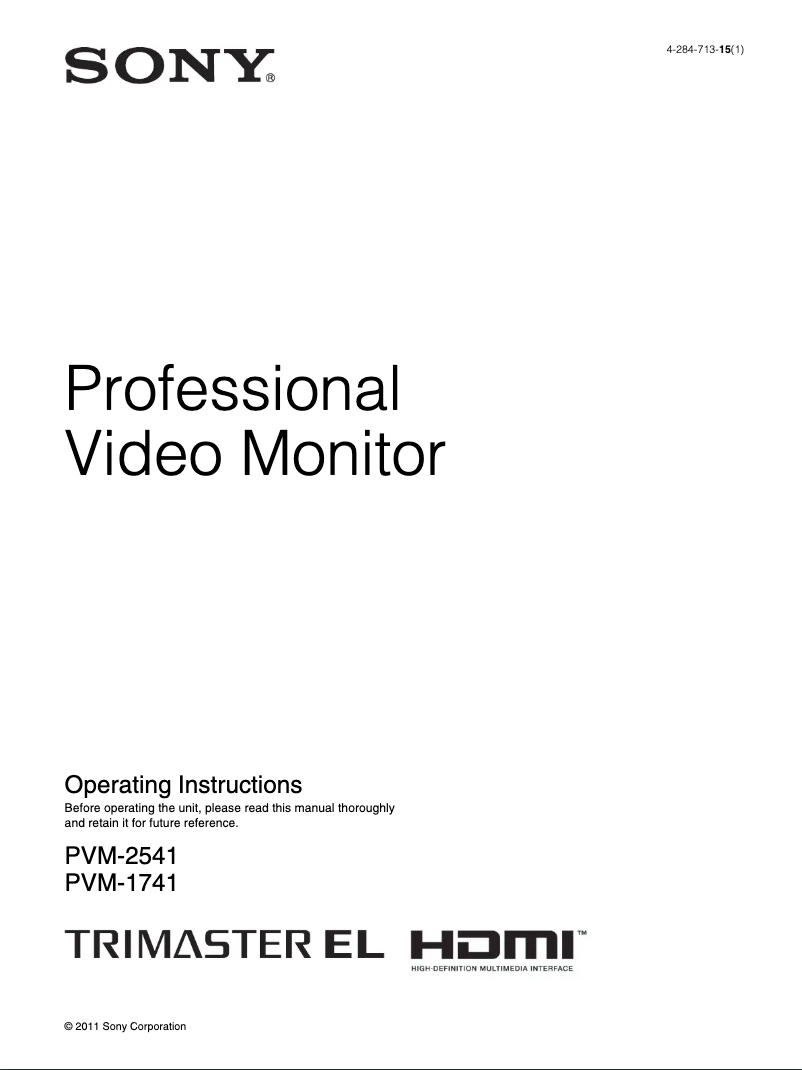 Página 1 del manual Manual de usuario Sony PVM-2541