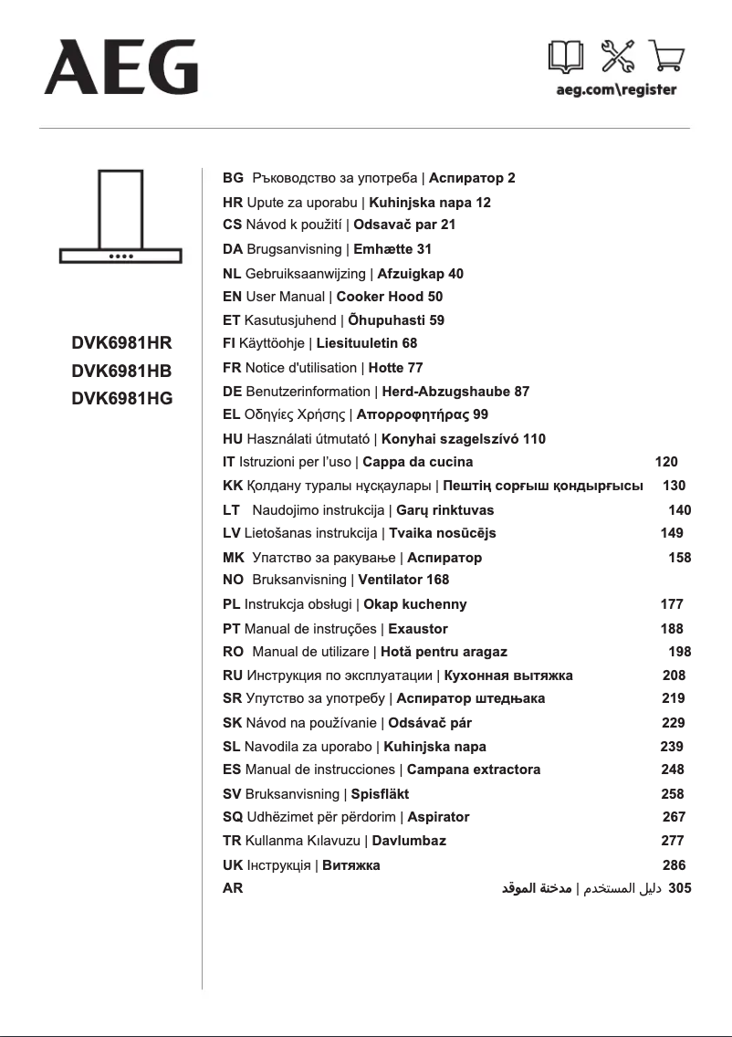 Page 1 de la notice Manuel utilisateur AEG DVK6981HR