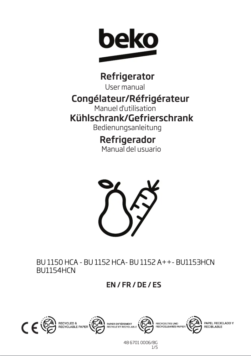 Image de la première page du manuel de l'appareil BU1154HCN