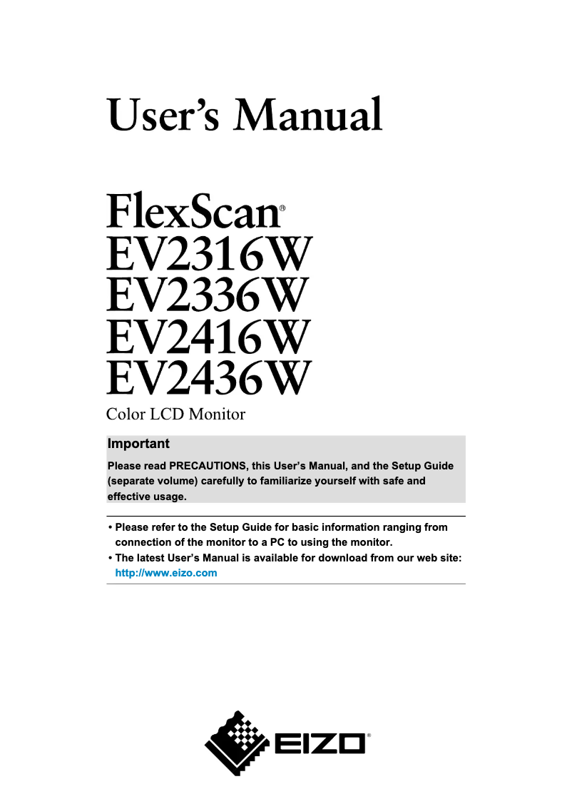 Image de la première page du manuel de l'appareil FlexScan EV2336W