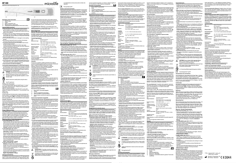 Image de la première page du manuel de l'appareil MT 600