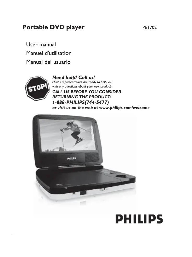 Page 1 of the manual User Manual Philips PET702P