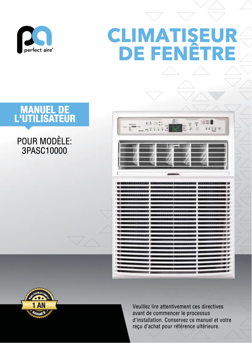 Page n°1 - Manuel utilisateur Perfect Aire 3PASC10000