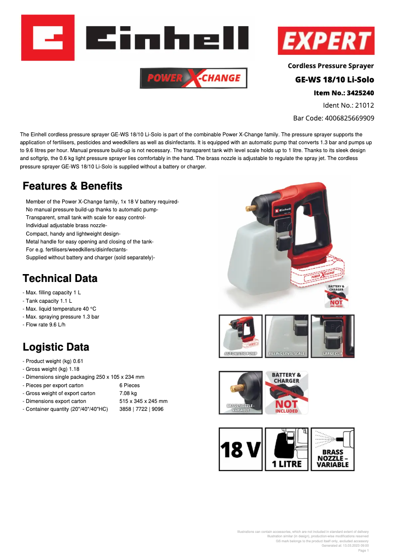 Image de la première page du manuel de l'appareil GE-WS 18/10 Li-Solo