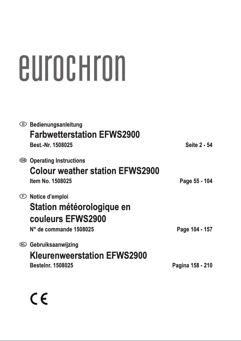 Page n°1 - Manuel utilisateur Eurochron EFWS2900