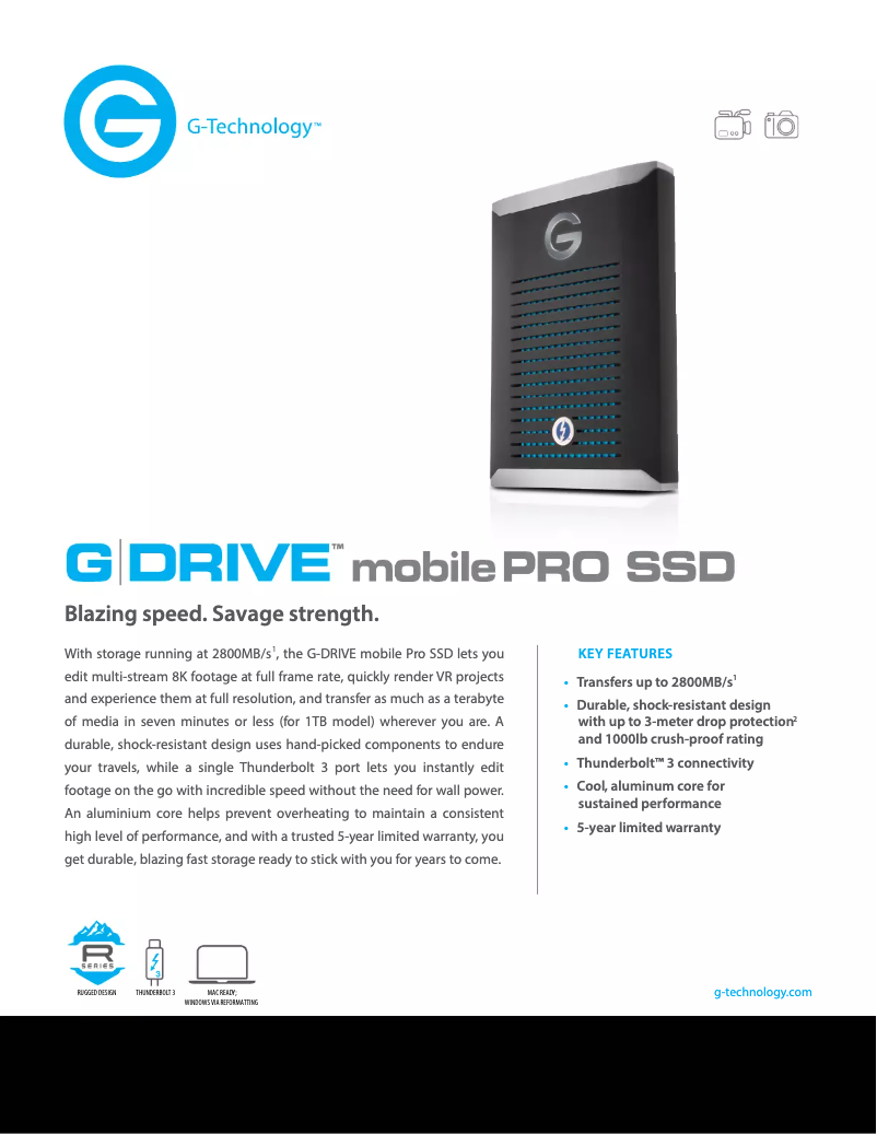 Image de la première page du manuel de l'appareil G-Drive Mobile Pro SSD
