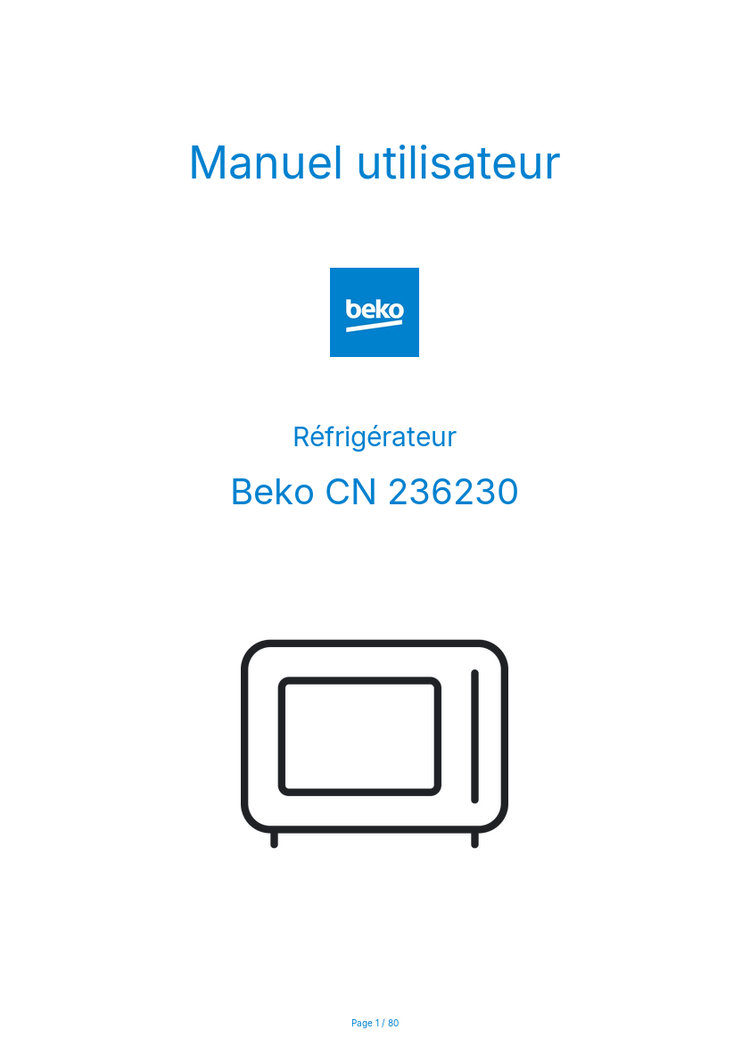 Page n°1 - Manuel utilisateur Beko CN 236230