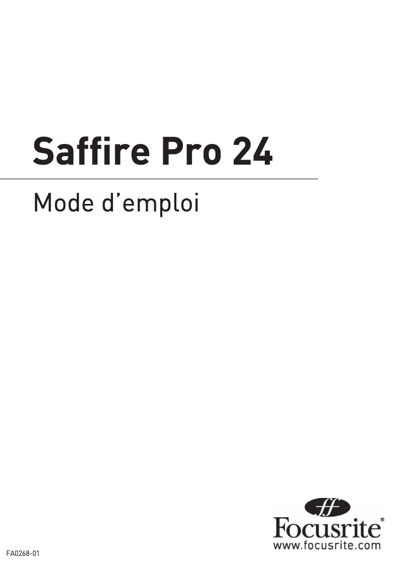 Image de la première page du manuel de l'appareil Saffire PRO 24