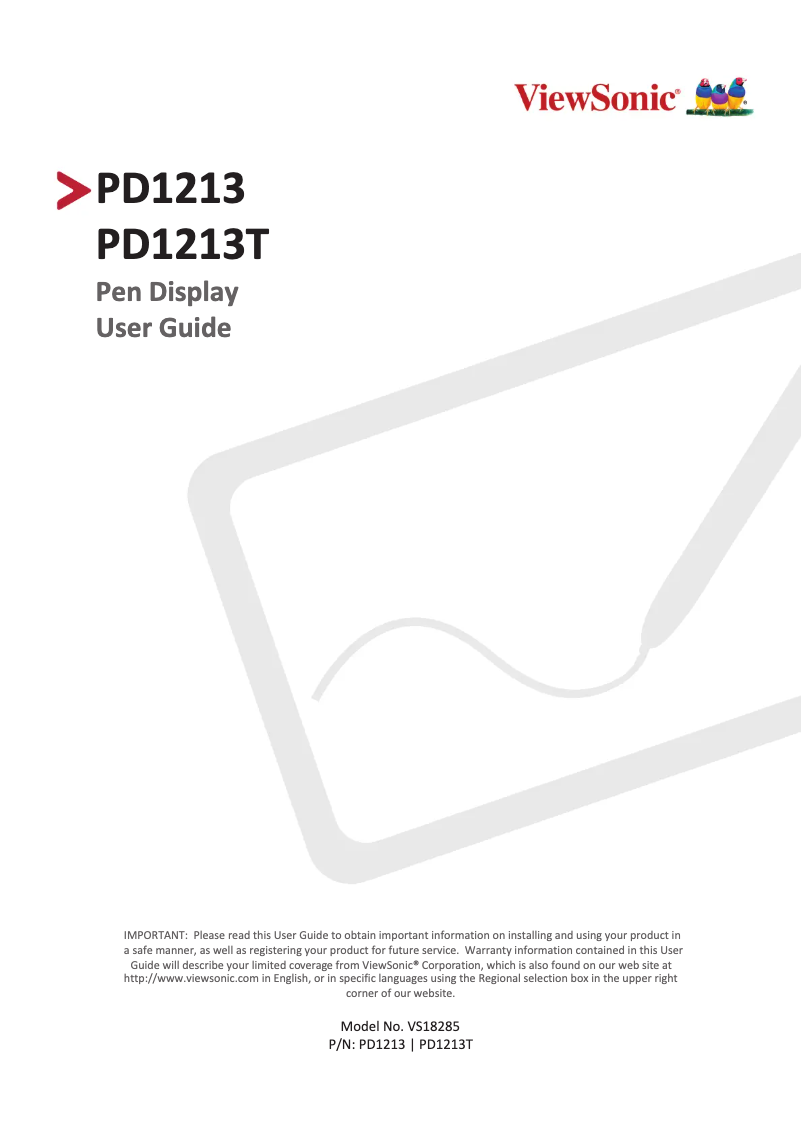 Page 1 de la notice Manuel utilisateur Viewsonic PD1213