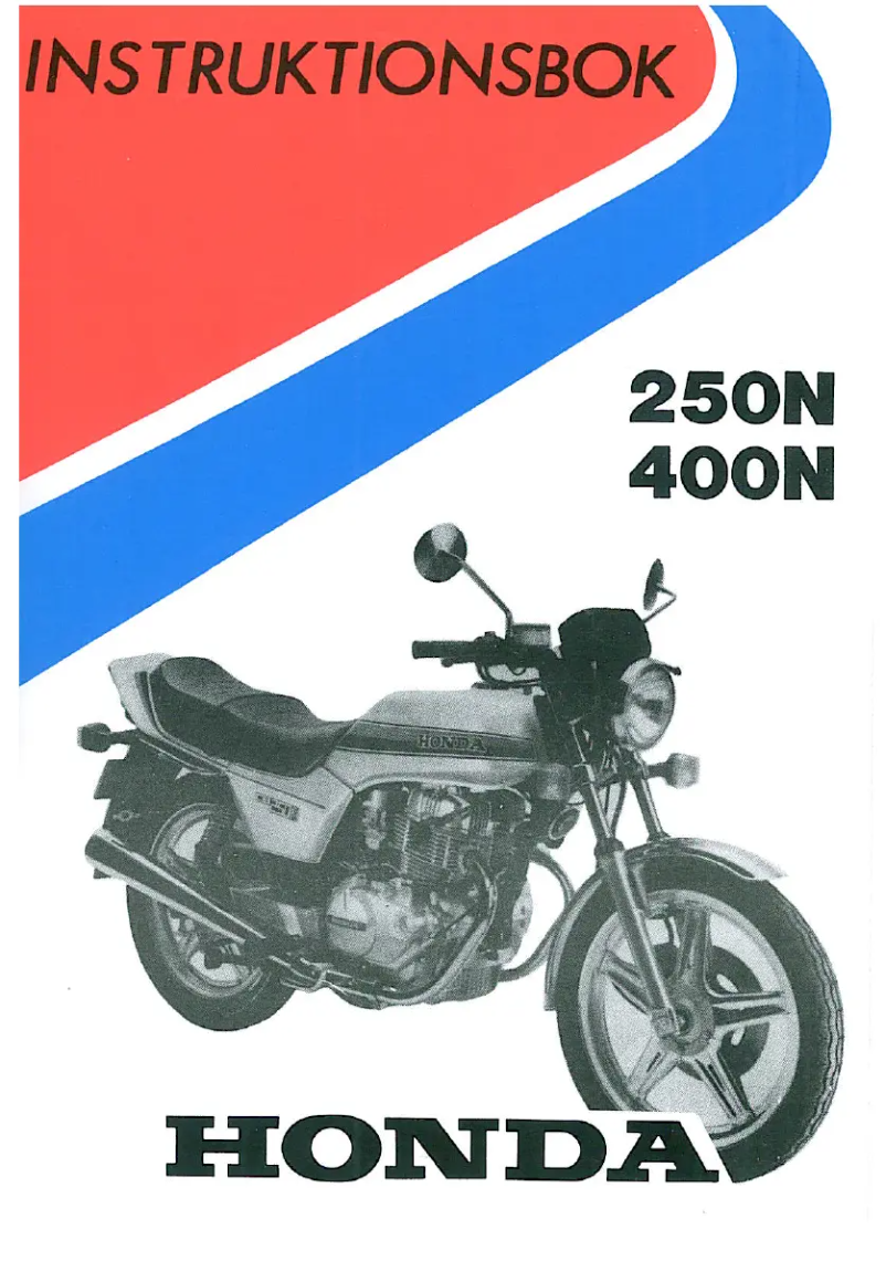 Page 1 de la notice Manuel utilisateur Honda CB 400N (1989)
