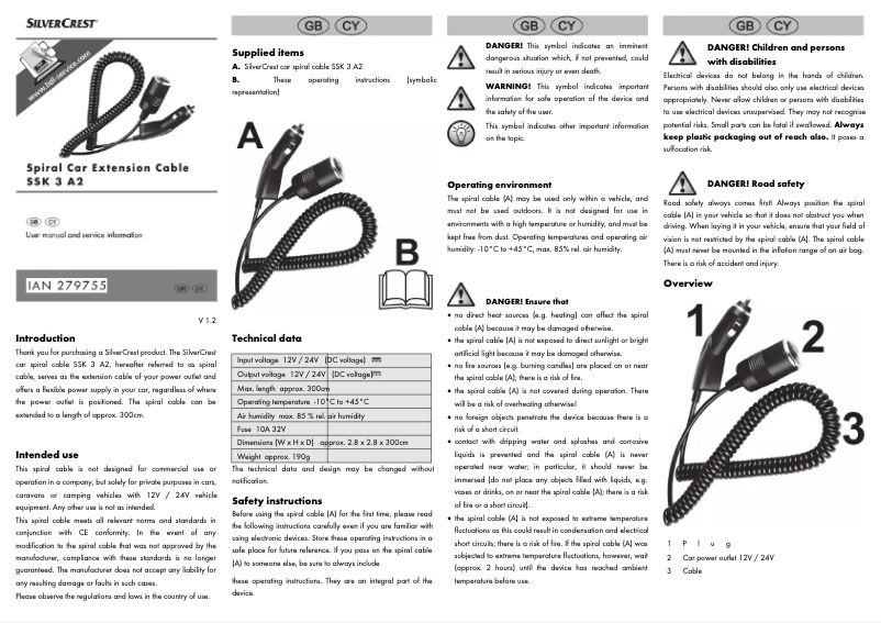 Page n°1 - Manuel utilisateur SilverCrest SUKL 22 A1