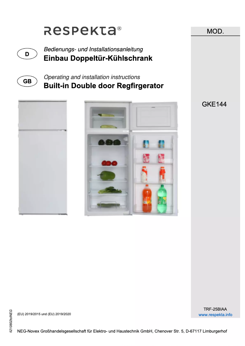 Page 1 de la notice Manuel utilisateur Respekta Samu GKE144