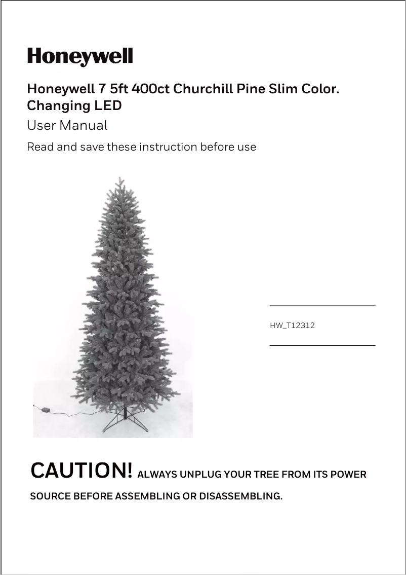 Page 1 de la notice Manuel utilisateur Honeywell HW-T12312