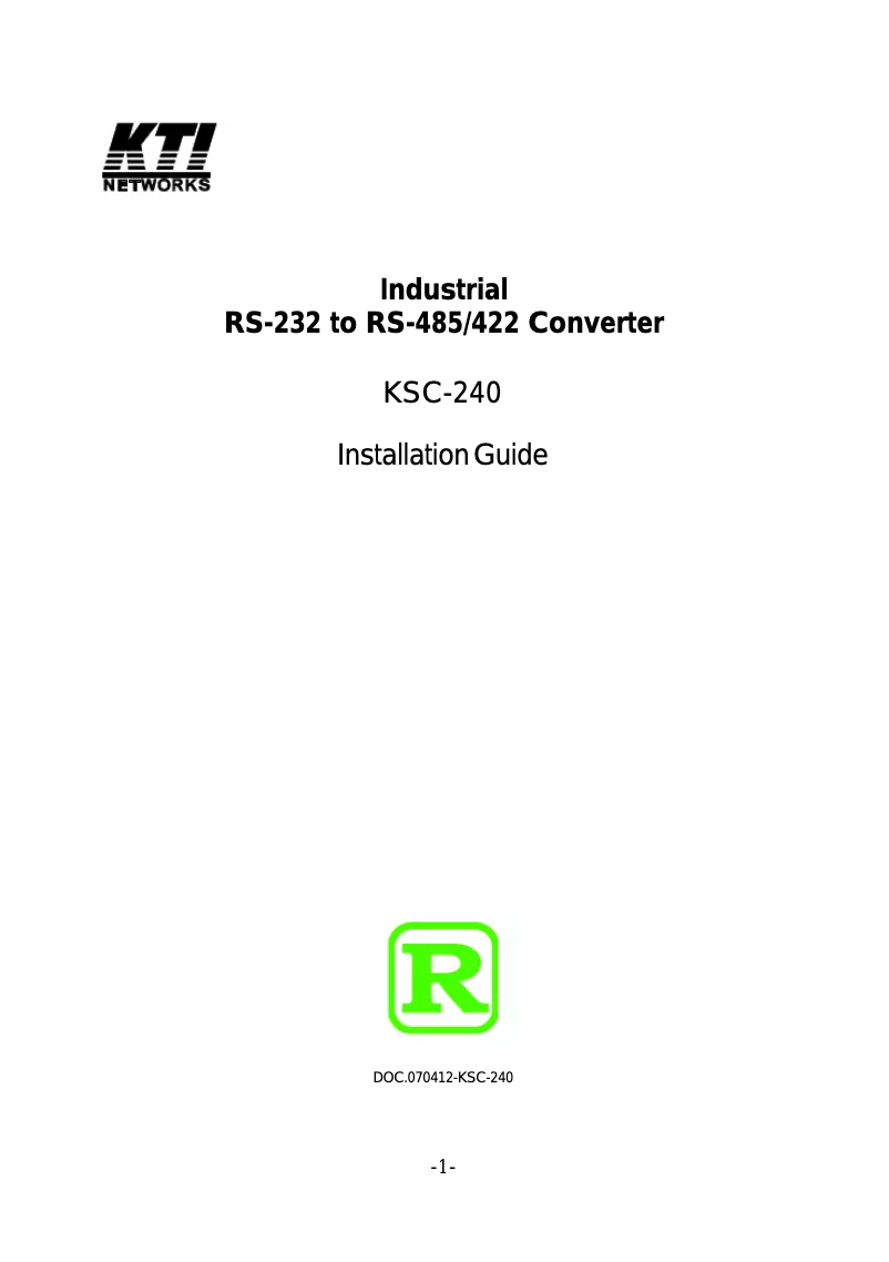 Page n°1 - Manuel utilisateur KTI Networks KSC-240