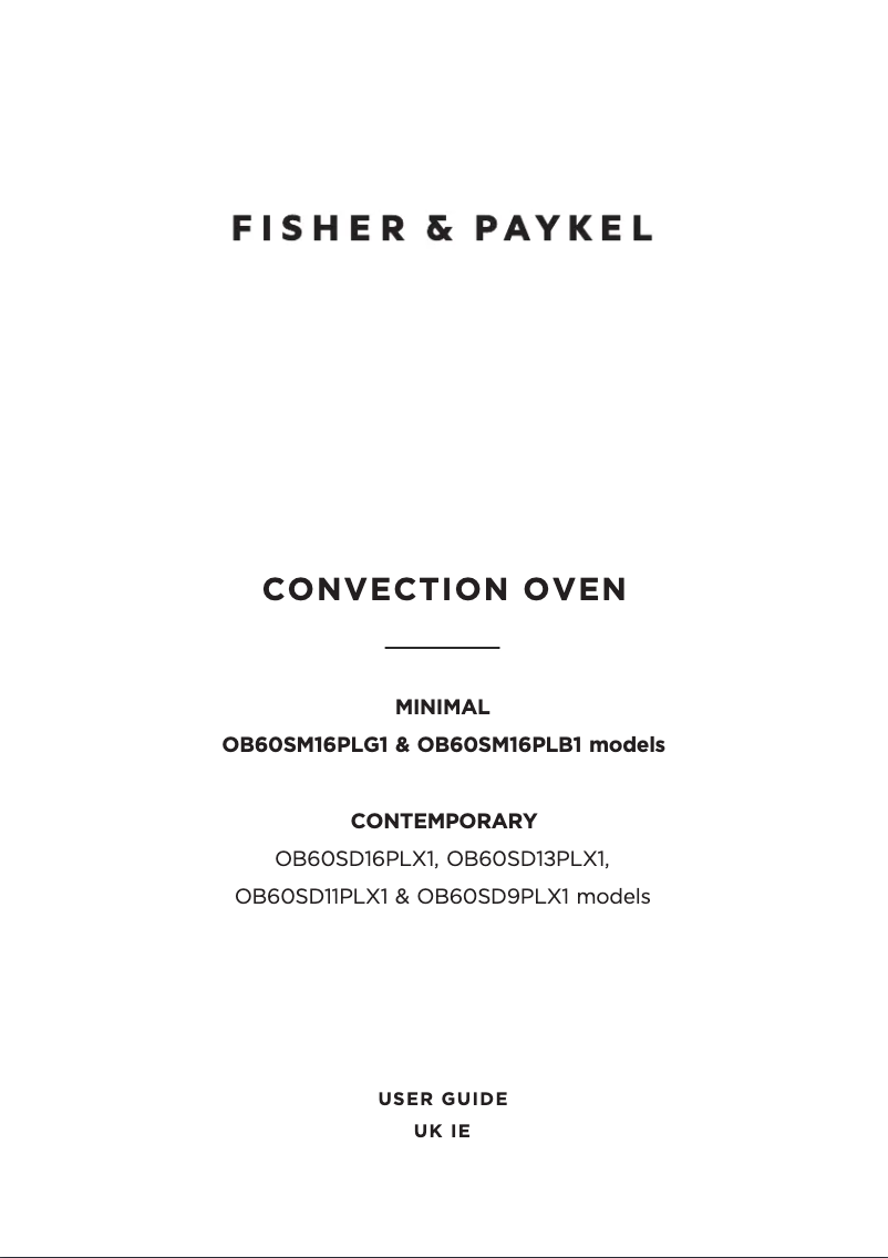 Page 1 de la notice Guide d'installation Fisher & Paykel OB60SD9PLX1