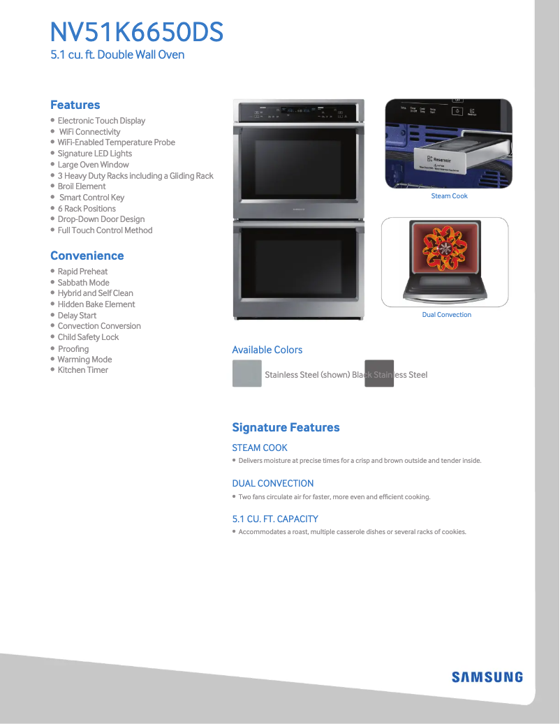 Page 1 de la notice Informations de garantie Samsung NV51K6650DG