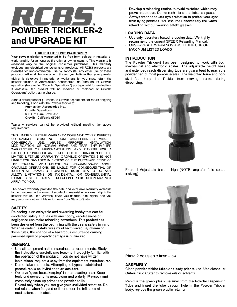 Página 1 del manual Manual de usuario RCBS Powder Trickler-2