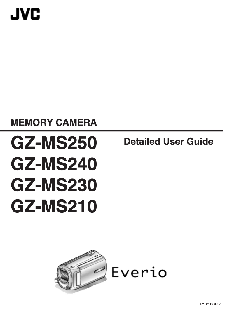 Image de la première page du manuel de l'appareil Everio GZ-MS210