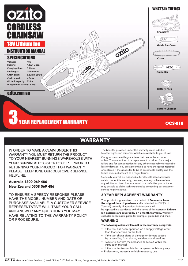 Image de la première page du manuel de l'appareil OSC-018