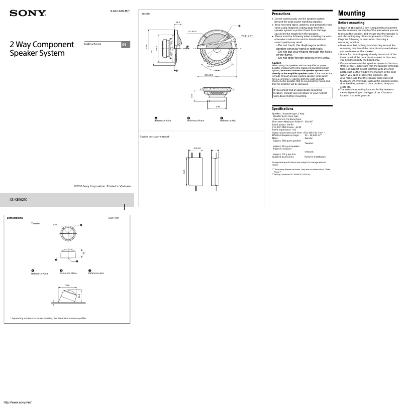 Image de la première page du manuel de l'appareil XS-XB1621C