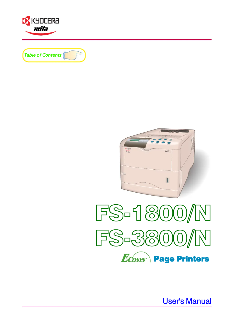 Page 1 de la notice Manuel utilisateur Kyocera FS-1800