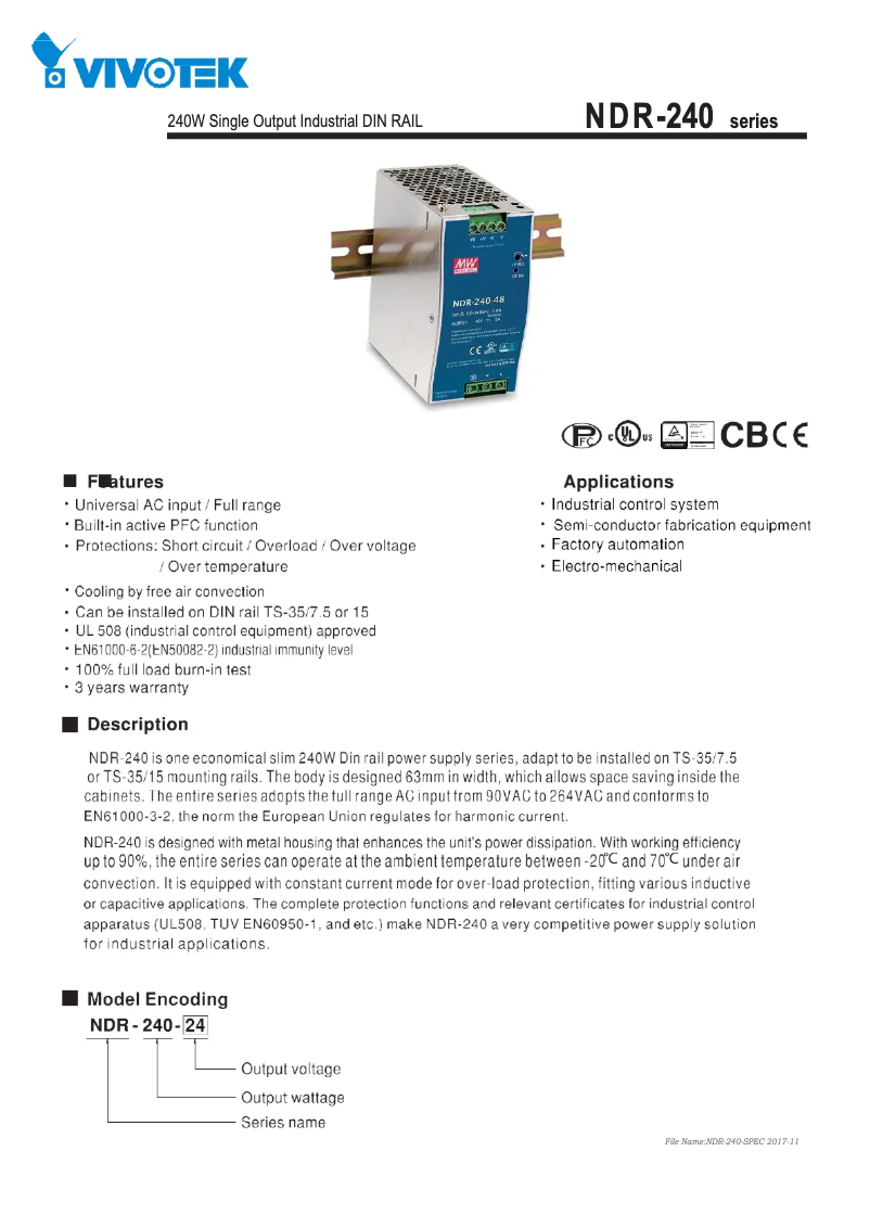 Page 1 de la notice Manuel utilisateur Vivotek DRL-48V120W1EN